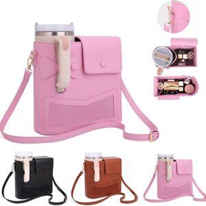 Stanley Cup Purse, Crossbody Bag with Water Bottle Holder, Adjustable Women Shou